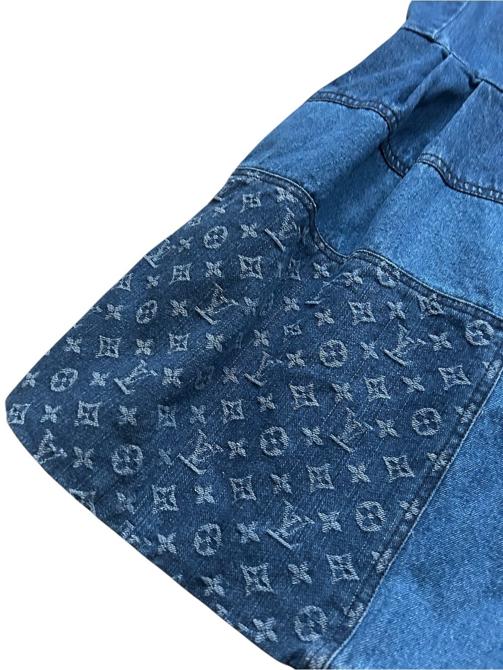 Denim Monogram  Dress Sleeveless A-Line Structured Mini Size Small - Picture 14 of 16